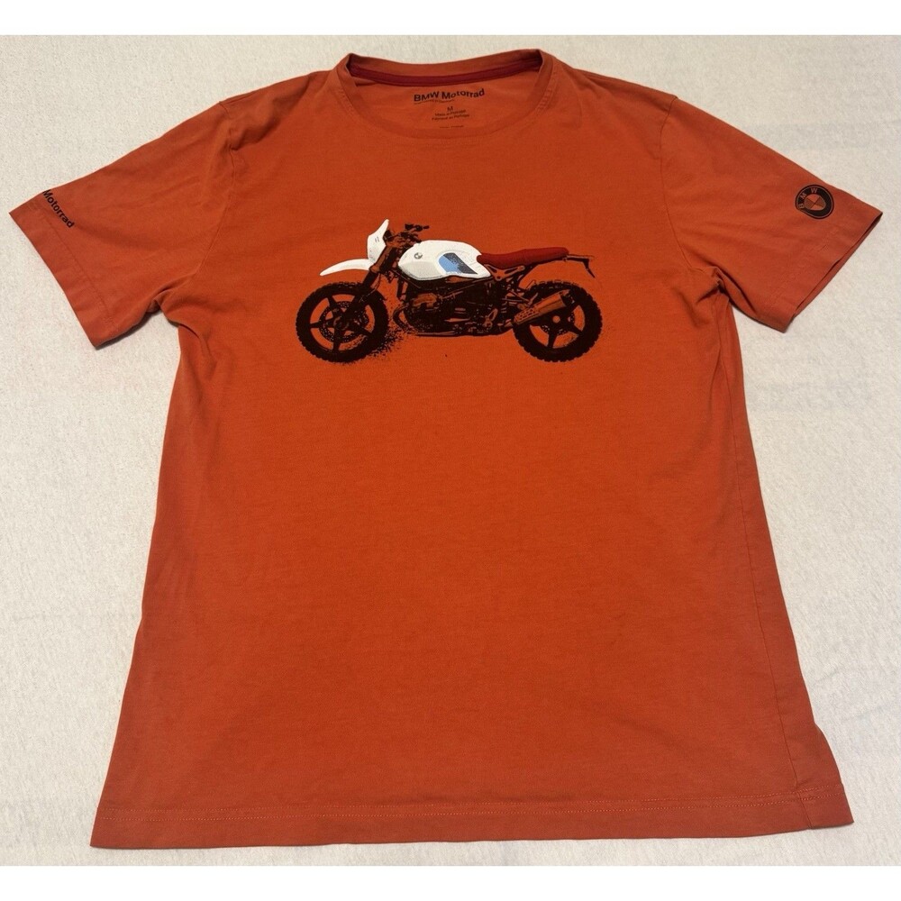 BMW Motorrad Motorcycle Graphic T-Shirt Men's Medium Orange Streetcore Y2K